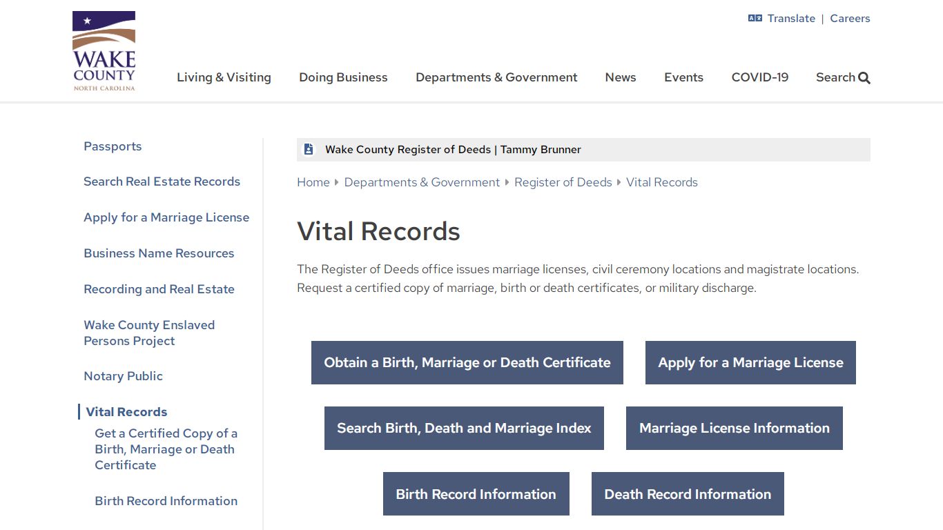 Vital Records | Wake County Government